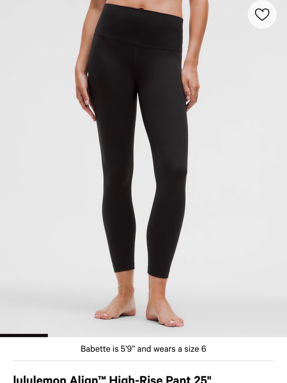 LULULEMON ALIGN HIGH RISE 25” BLACK SIZE 6